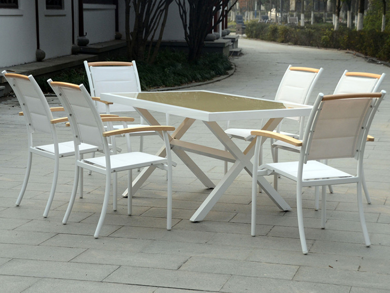 Tavolo rettangolare 6seater tavolo da giardino patio 7pcs set da giardino yq-023a-2