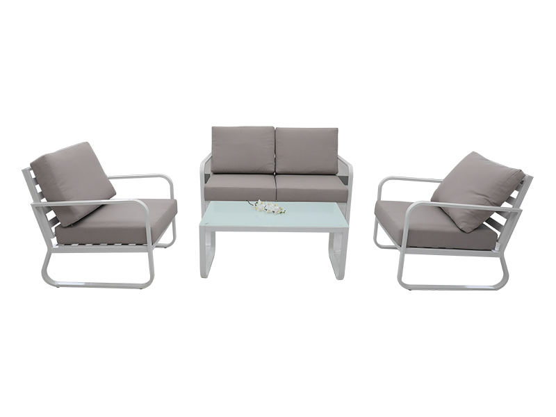 Set di divano in alluminio, set di divano design kd da 4 pezzi, divano di rilassamento esterno