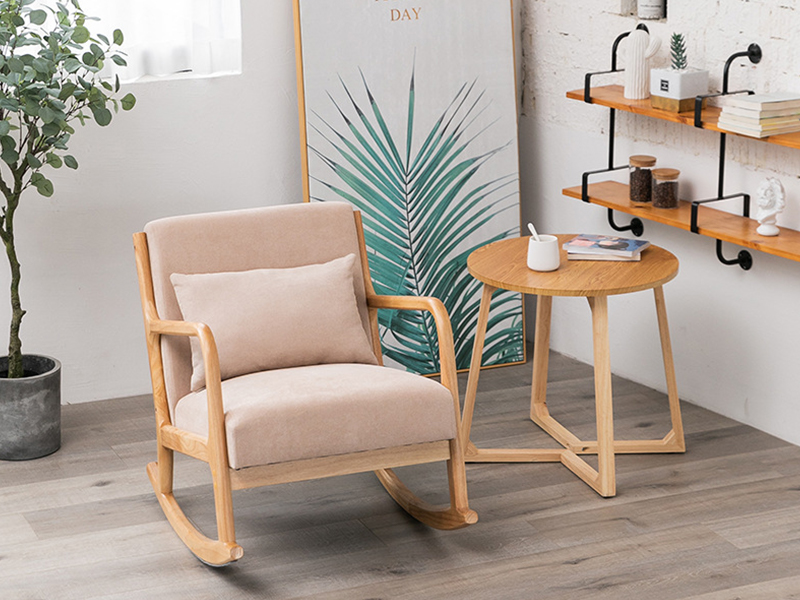 Sedia a dondolo in tessuto moderno, rocker legno YQ-K2002