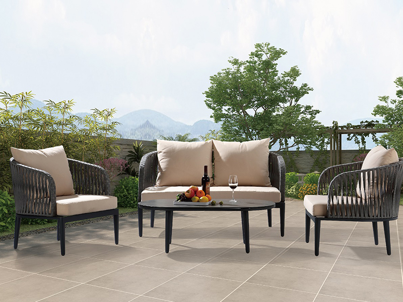 Mobili in corda alu divano set di divani per mobili da esterno set da divani da 4 pezzi Alu YQC-2732