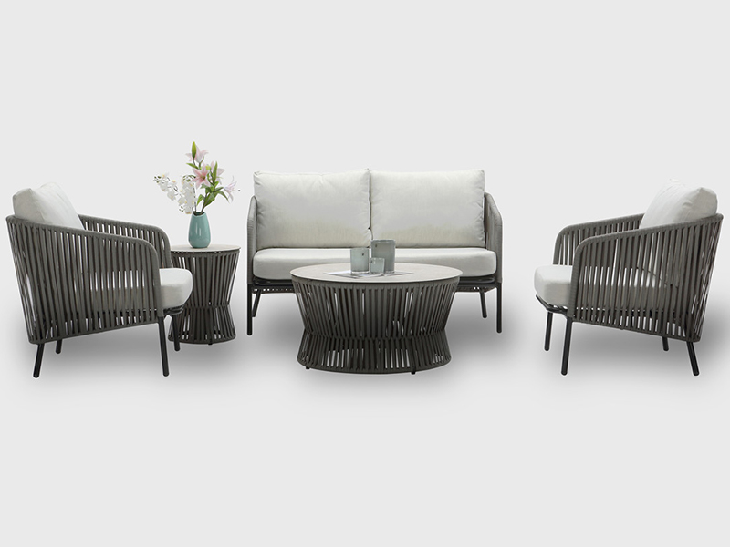 Design moderno classico mobili da esterno 5 pezzi da divano intrecciato da corda da giardino YQC-2796