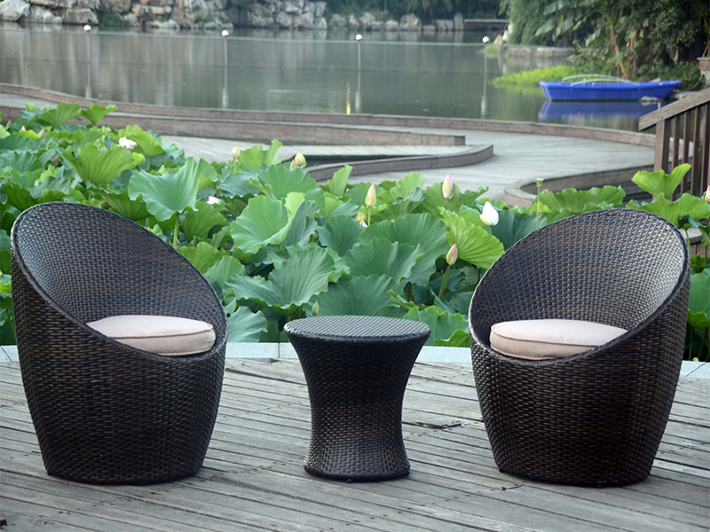 3pcs Balcony divano, patio oggetto rattan set yqr-091