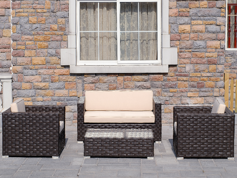 set di divani in tessitura di rattan, divano per il tempo libero da esterno, mobili da esterno 4pcs yqr-124c