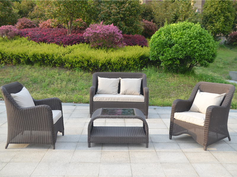 SET TROUND RATTAN TEAVING SET, SOFA ALLUMINIO TECCHI
