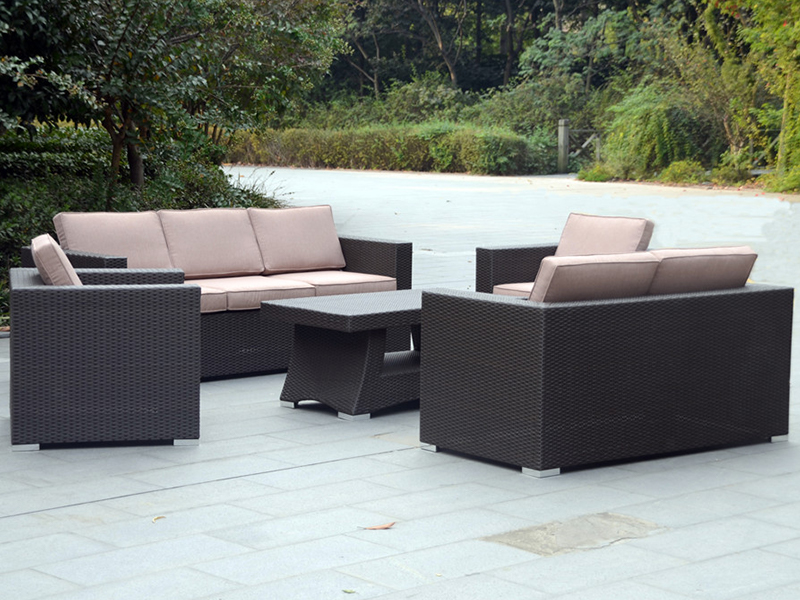5 pezzi di divano rattan set, mobili da esterno in alluminio, combinazione di divani per il tempo libero per esterni, YQR-380