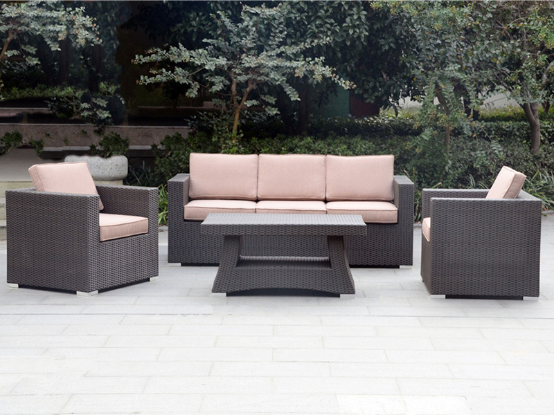 Set di divano rattan, set di divano da giardino da 4 pezzi, mobili rattan, sedia in alluminio Rattan, YQR-380A