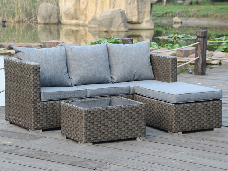 Set di divano Rattan semplice 3pcs, telaio in alluminio mobili per esterni yqr-428