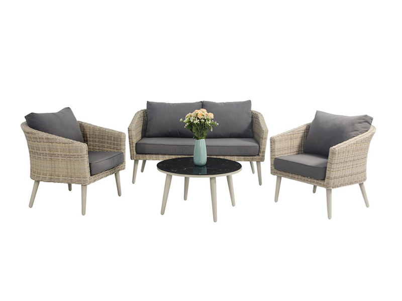 set di divano rattan mezzo rotondo, design KD, set di divano rattan in alluminio